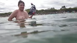 Chrissi nude swimming in Mallorca