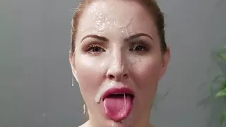 British babe takes a very messy facial