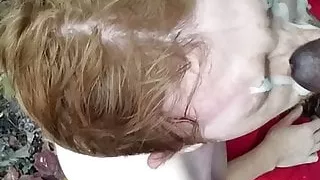 Amateur Ginger Takes Massive Cum Load From big black cock