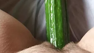 Wife with big cucumber