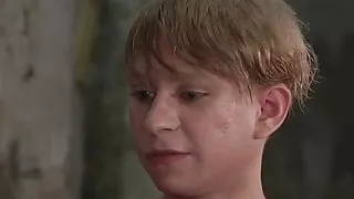 Young sub twink Daniel Hausser tied up in BDSM dungeon