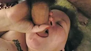 Fat Granny Deepthroats Cock and Get Facial