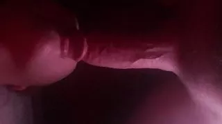 Girlfriend deep throats thick cock