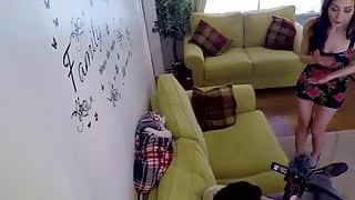 Skinny babe Valentina Bianco sucks and rides hard nerdy cock