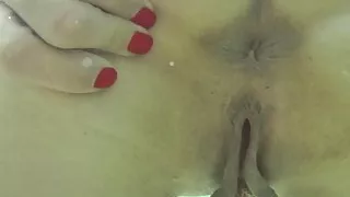 Big inner labia filmed underwater