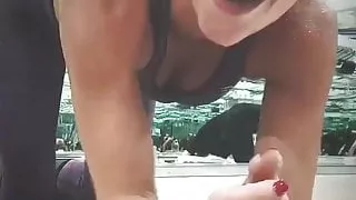 Nina Agdal sweaty workout session