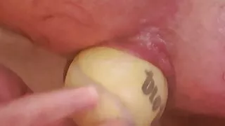 Tennis ball in my tight ass