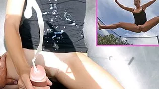 cum explosions after fuck on the neighbors' trampoline