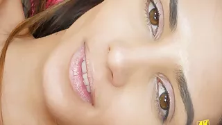 Appealing brunette slowly caresses hot body 4K Closeup