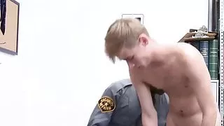 Blond twink perp slowly barebacked by hung black officer