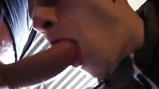 Cute young cock sucker gets a mouthful of dick and cum