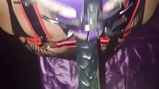 Spider gag and slave is doing blowjob