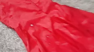 Jizz on my girlfriend Red mermaid satin dress Full version