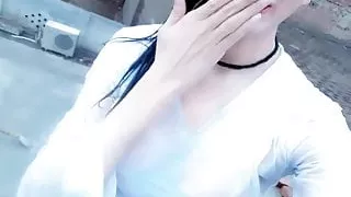 cute girl naked bath on roof tiktok video