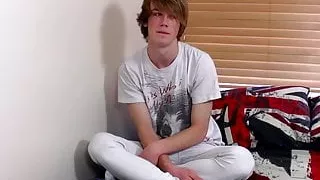 Blond twink Kai Alexander cums hard after masturbating solo