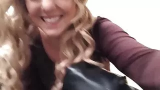 Hot blonde farting on her balcony