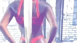 Chocolate Girl in red leather