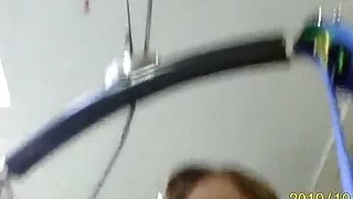 Paraplegic fucks cowgirl pussy & anal TPE doll