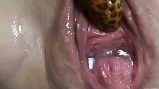 Extreme pussy fisting with latex glaves close ups