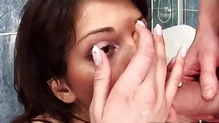 MY18TEENS -  Babe Big Tits Blowjob Cock Husband in the bathr