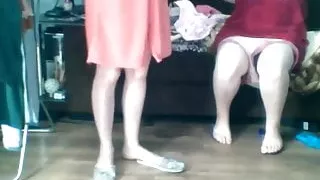 Step Mom and daughter pull on panties. Hacked laptop camera