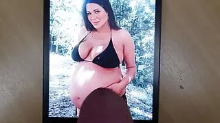 Cum tribute to pregnant huge tits huge belly Melina