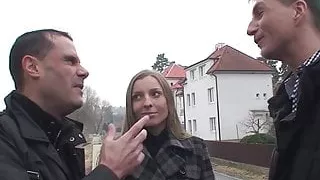Stunning Czech babe is picked up on the street for threesome