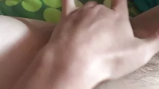 She plays with her young hairy pussy for me