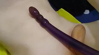 Hard dildo fucking deep in ass tummy bulge part 1