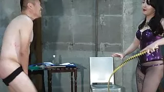 Japanese Femdom Dominatrix Whipping and Handjob