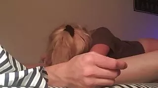 Blonde girl makes love with her boyfriend