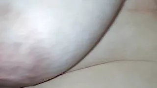 My wife giving me a big handjob with big tits