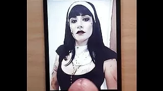 Cum tribute to a slutty nun Halloween costume