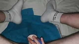 BottomBoy(Me) in Socks, play with big dildo&cums big loads