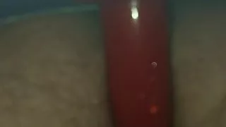 Sissy loves a big red dildo