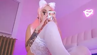 cosplay naive masturbating in a pink room p8