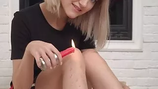 Wax dripping solo fetish european teen