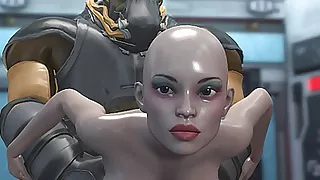 Alien monster fucks a young girl in the Mars base camp