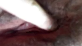 My creampie oozing out of a hairy BBW