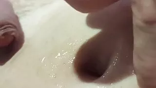 Relaxing with a pool of cum