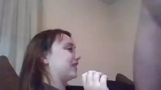 Hot girl sucks dick and begs for cum on cam