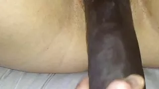 Wife playing with a 14 inch dildo after her huge orgasm.