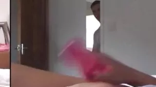 Blond milf masturbating while being watched