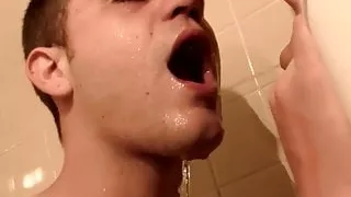 Bottom amateur gay pissed on by two friends and ass fucked