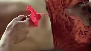 Hot desi villager women Navel played by flower