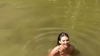 'Kendall J.' topless in lake, short clip