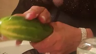 Latina Milf Plays with Cucumber. Juicy Pussy Ass Brazilian