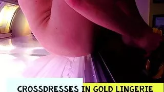 Gold lingerie crossdresses (part 2)