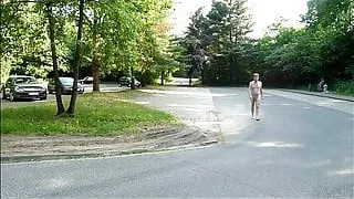 Nude with big dick walking around parking place