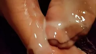 Loads of fake cum on sexy feet